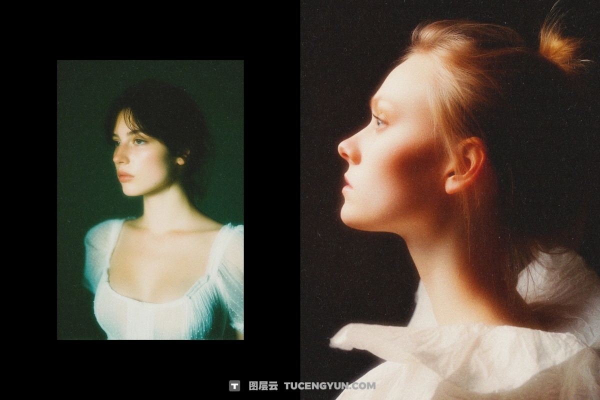 复古梦幻朦胧胶片颗粒发光图片后期叠加滤镜PSD特效样机 Grainy Glowing Photo Effect（14478）图层云