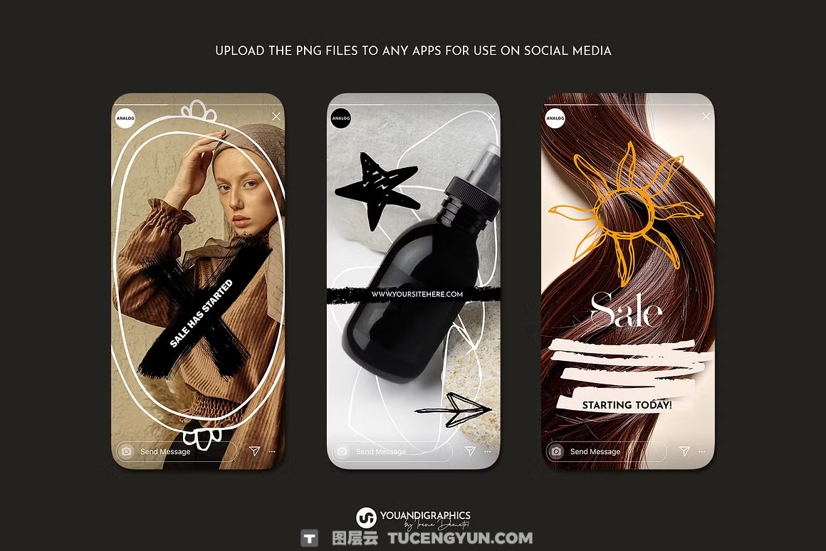 260款趣味创意马克笔钢笔蜡笔涂鸦笔触形状图形箭头标记AI矢量+PNG设计套装 Analog Hand Drawn Elements Set（14479）图层云