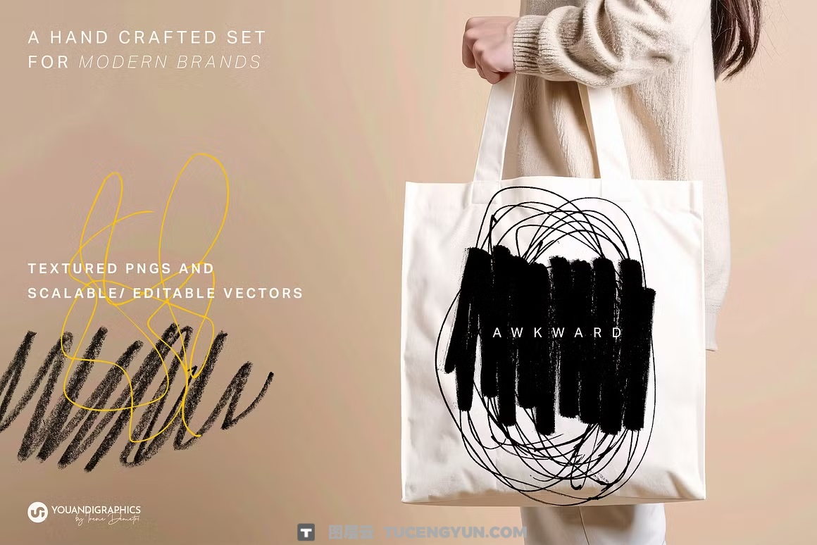 260款趣味创意马克笔钢笔蜡笔涂鸦笔触形状图形箭头标记AI矢量+PNG设计套装 Analog Hand Drawn Elements Set（14479）图层云