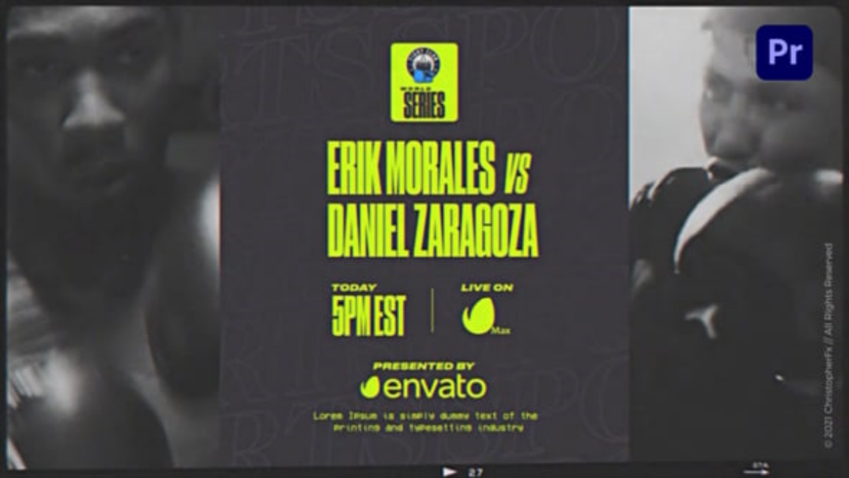 PR模板：复古电影胶片边框体育赛事预告短片模板（14480）