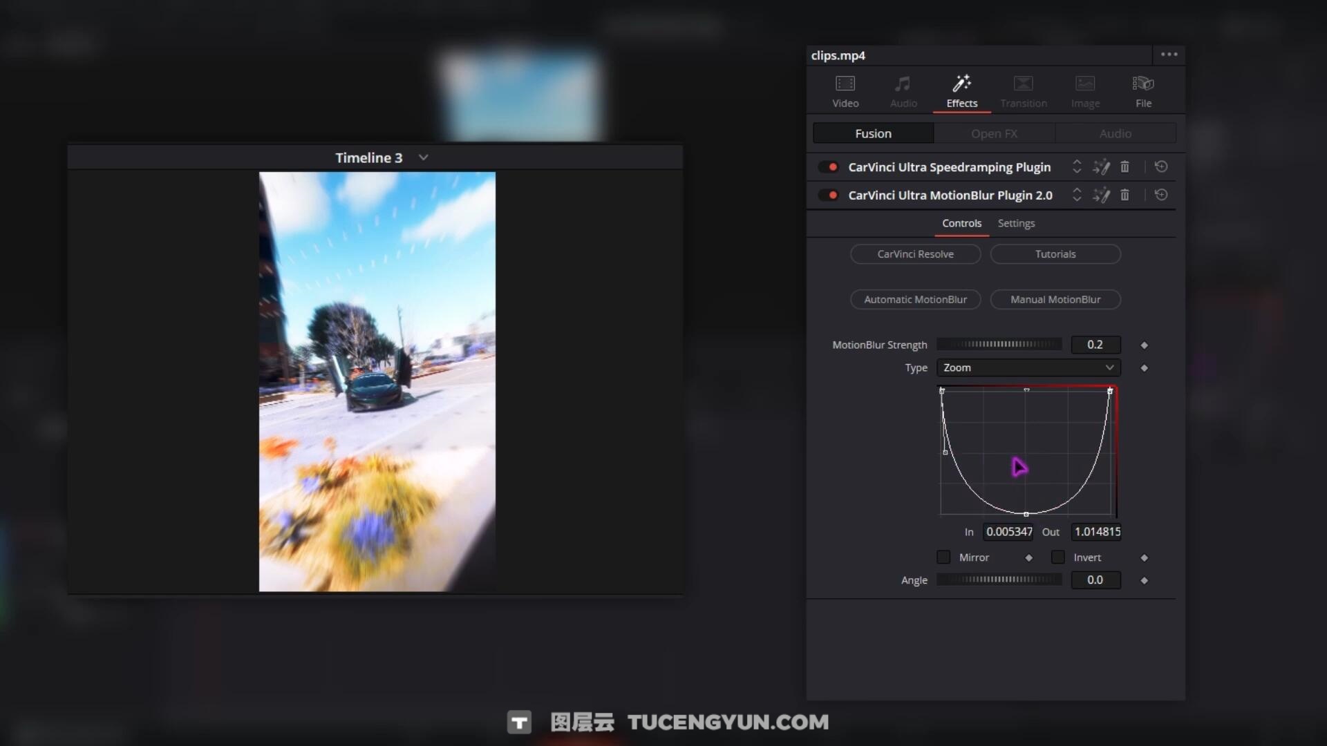 达芬奇插件：一键式超级镜头平滑运动模糊效果+中文字幕视频教程 Ultra MotionBlur Plugin by CarVinci（14484）图层云