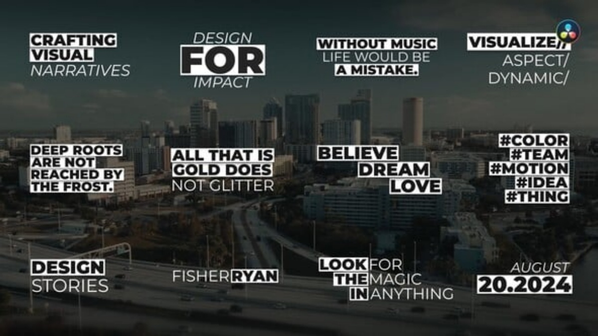 达芬奇预设：极简主义盒式边框粗体文字标题动画（14506）