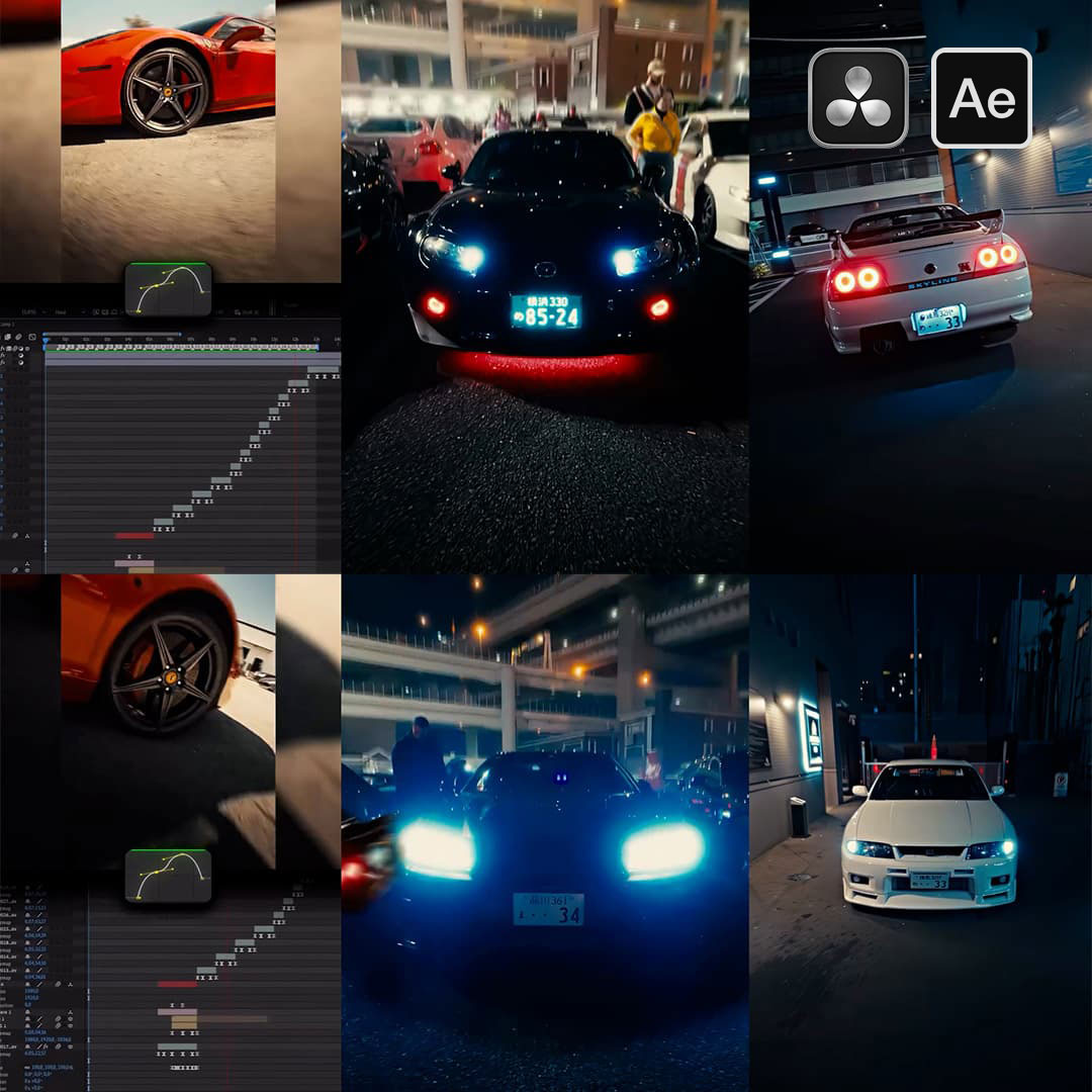 大师课程：全新商业级汽车视频拍摄、剪辑、颜色分级全流程AE+达芬奇视频课程+练习素材+音效 中文字幕 Course — Mentorship Edition “After Effects & DaVinci Resolve: Speed Ramp from Zero to Pro”（14519）