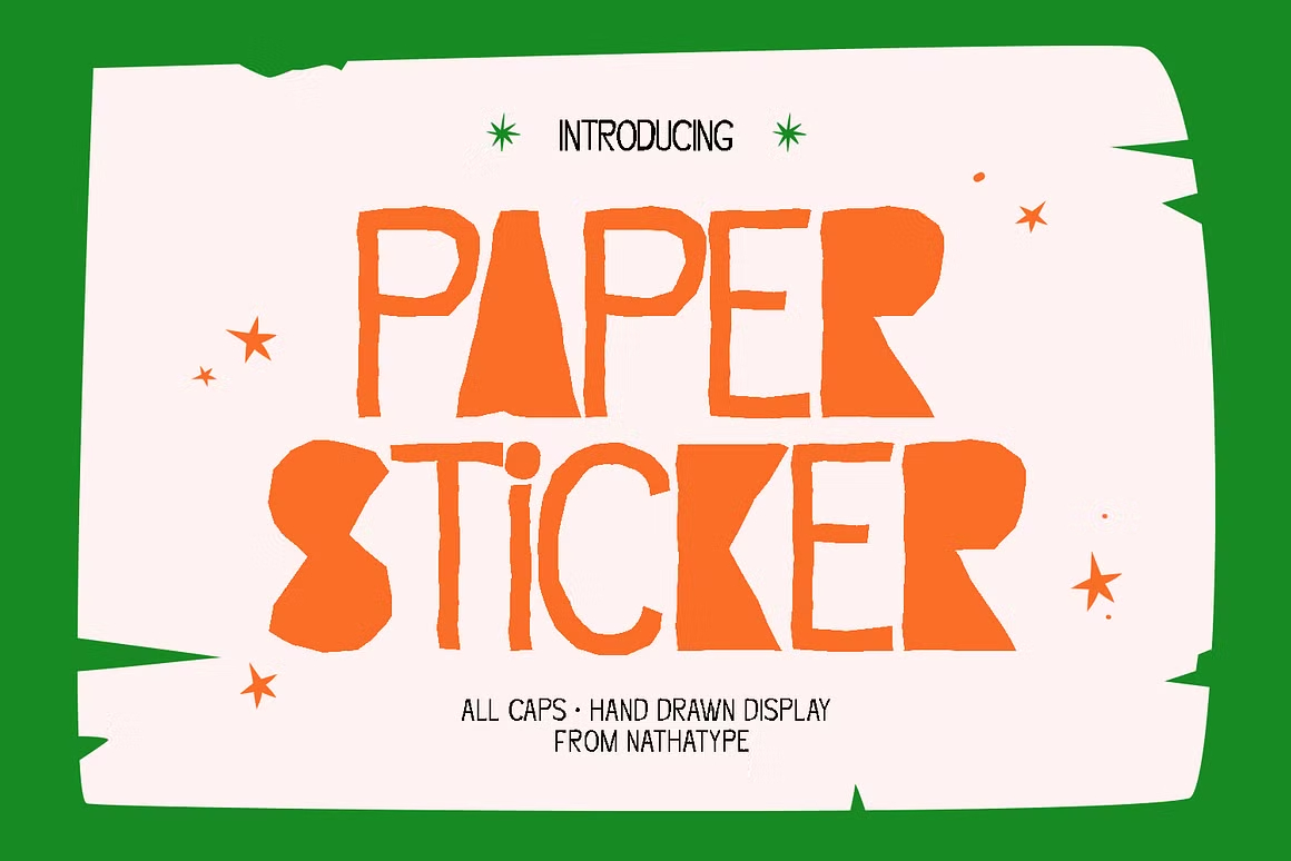 英文字体：创意剪纸风格不规则轮廓手写艺术封面海报设计字体 Paper Sticker – Hand Drawn Display Font（14578）