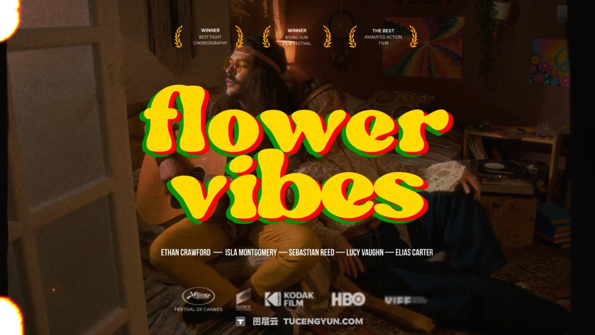 PR模板：10个复古粗犷大胆电影风格氛围片头文字标题字幕动画（14690）图层云