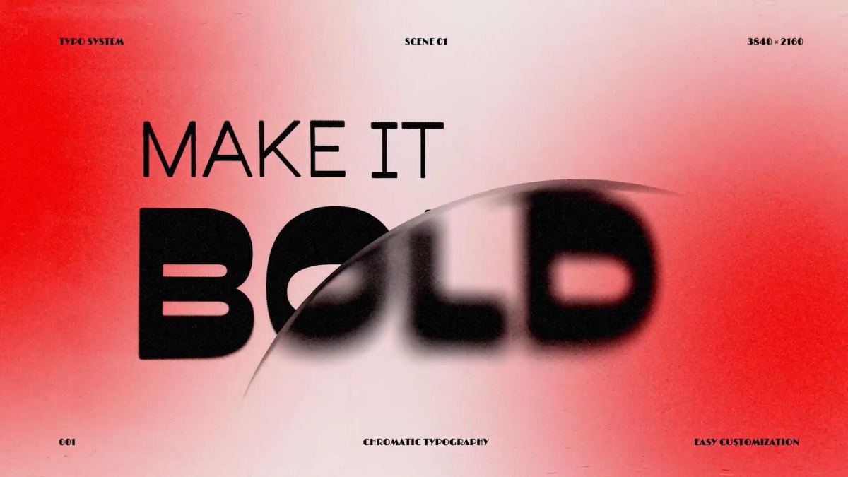 AE模板：极简主义渐变弥散光文字标题片头排版动画（14703）