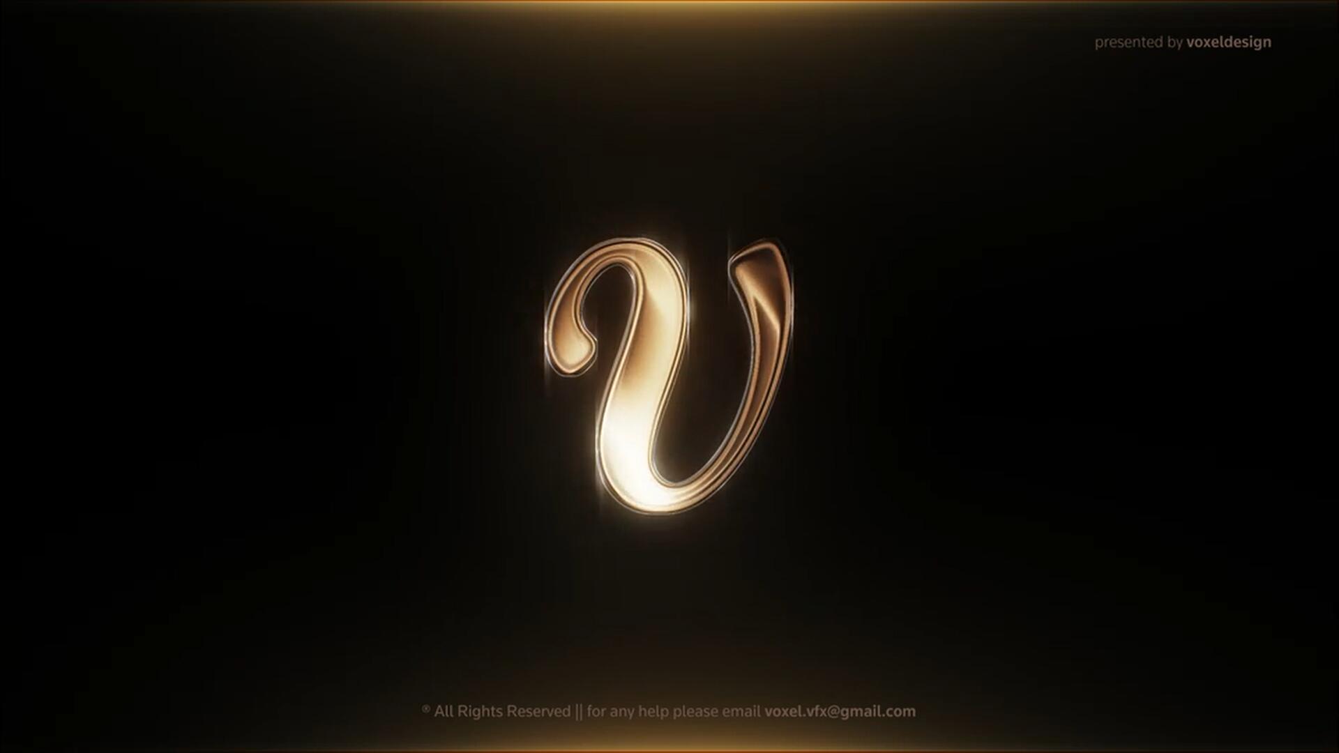 AE模板：经典优雅奢华金色闪耀文字标题动画 支持横竖屏（14716）