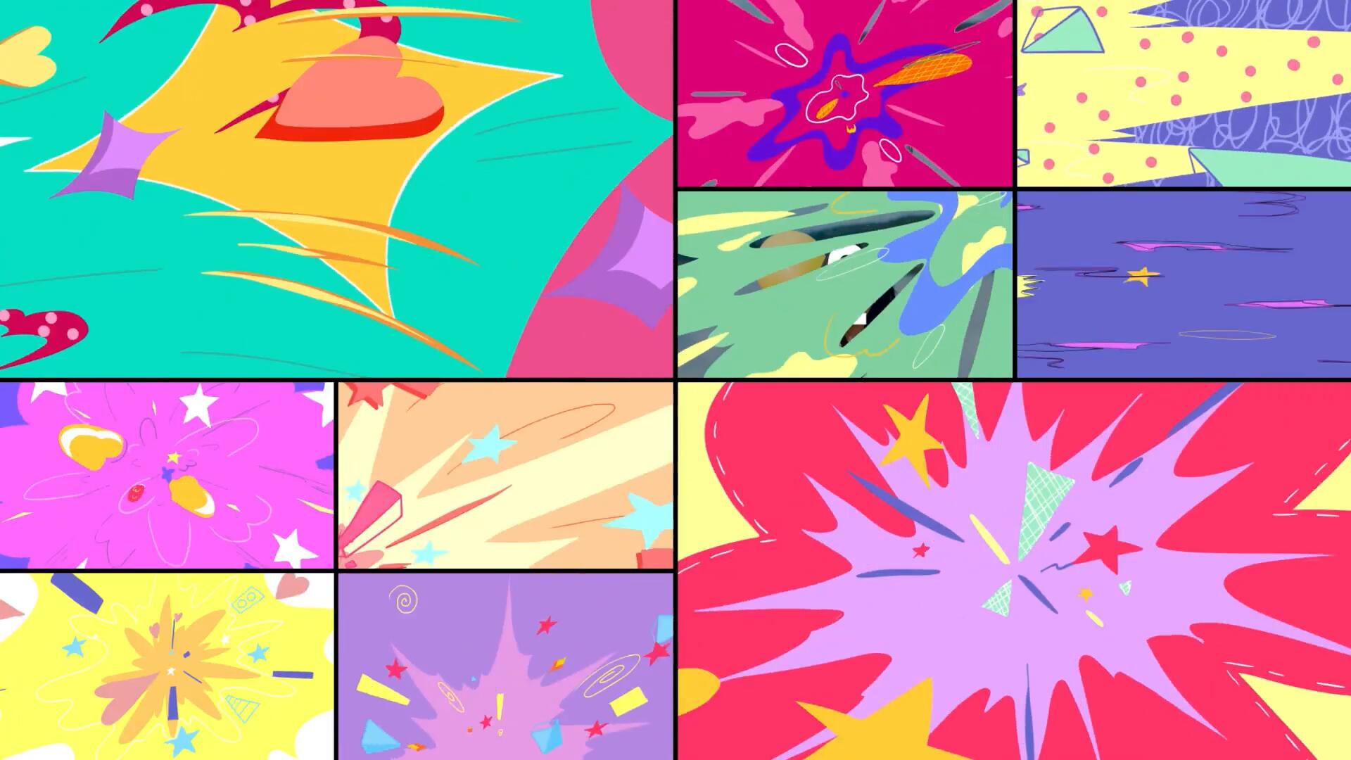 达芬奇模板：趣味抽象多彩艺术手绘星星涂鸦糖果活动快剪无缝转场过渡（14720）