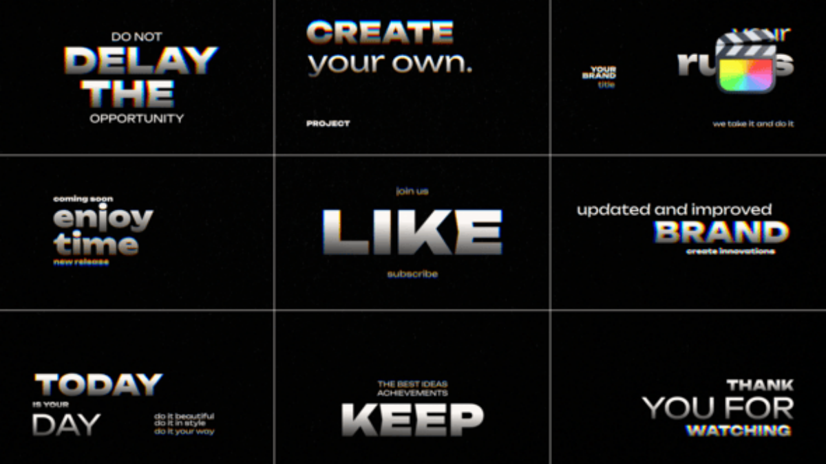 FCPX插件：极简主义黑白渐变粗体文字标题动画（14728）