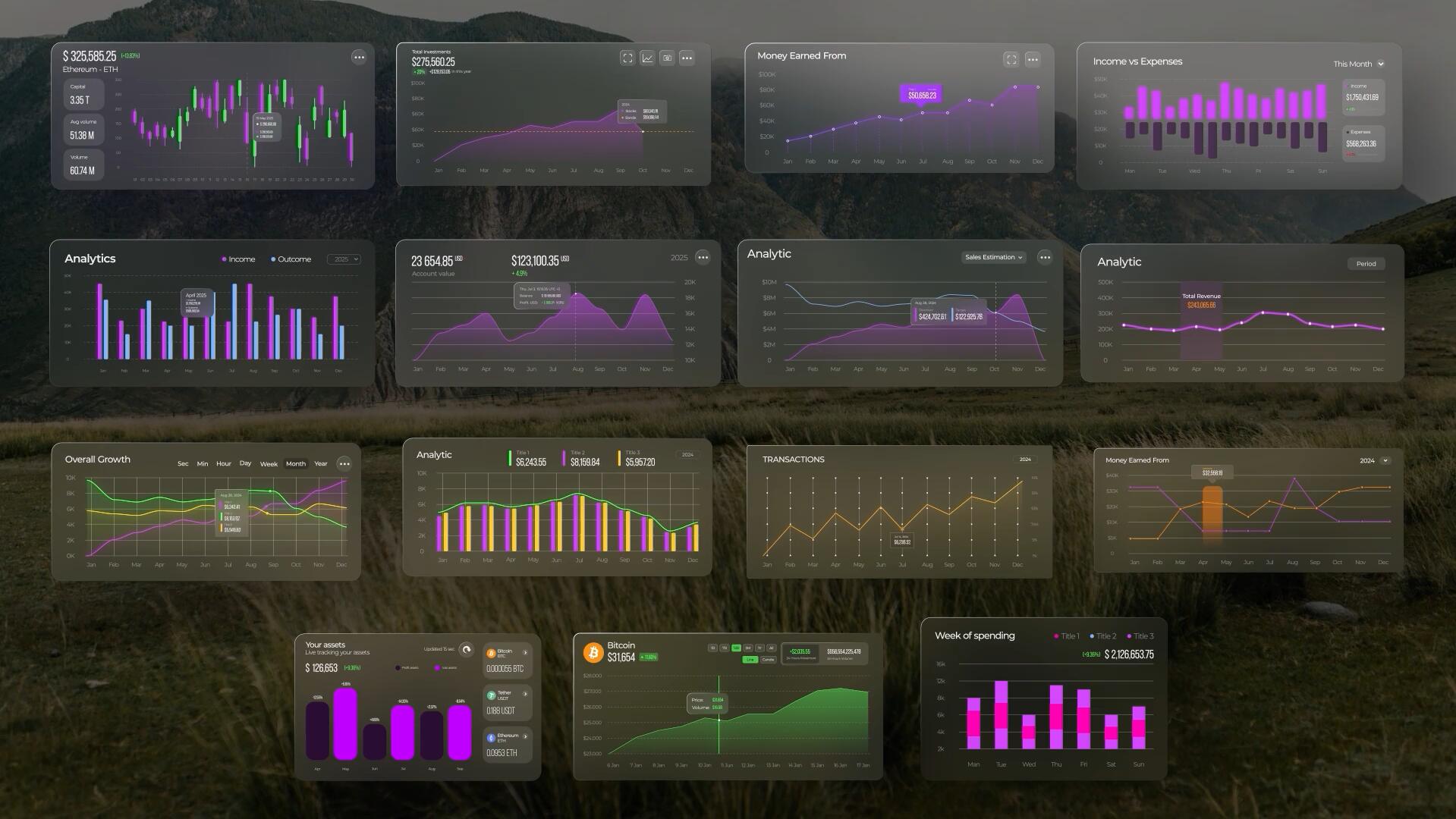 AE/PR模板：全新现代毛玻璃风格可视化数据图表动画模板（14747）