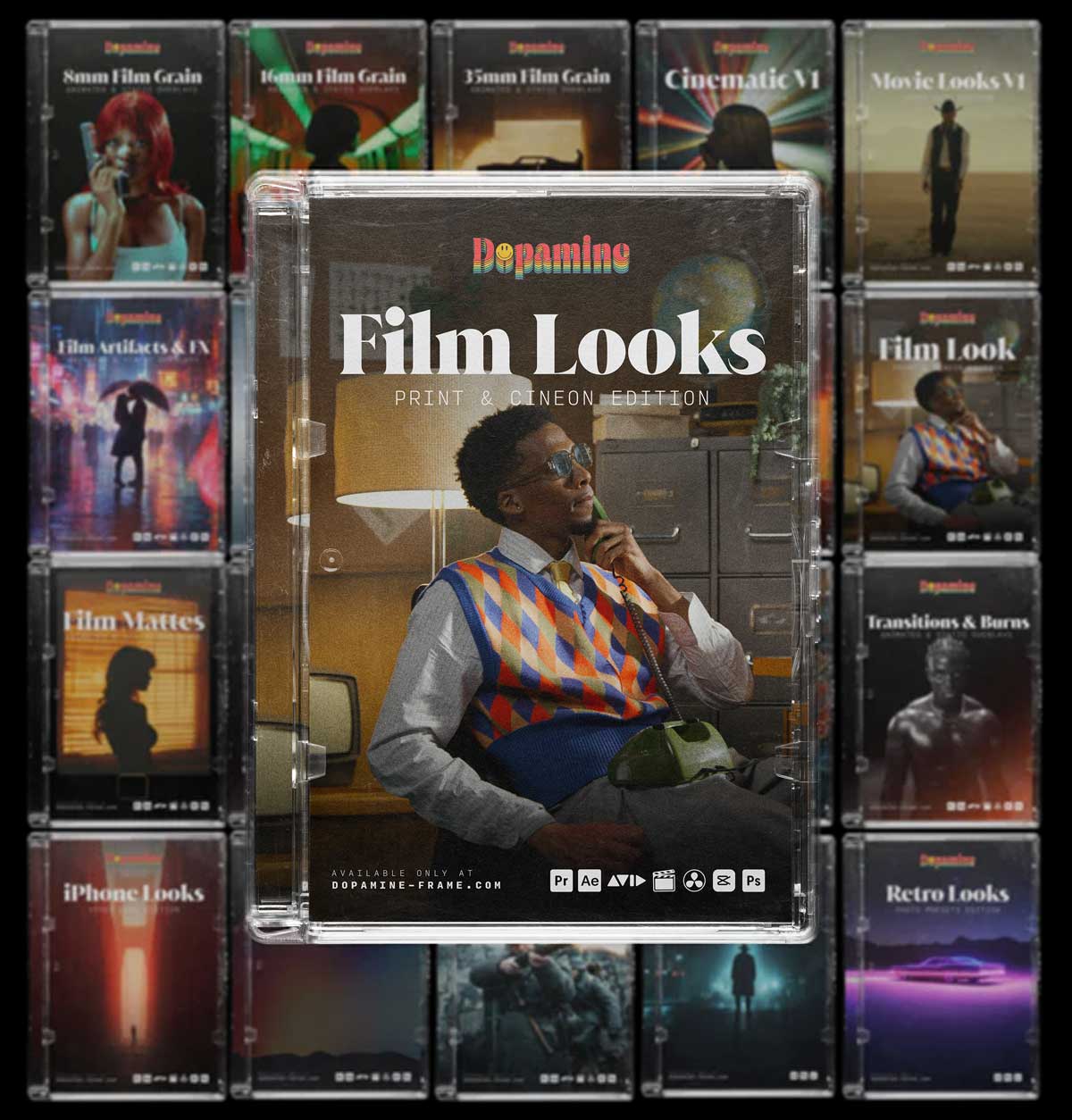 真实电影美学柯达、富士胶片仿真模拟商业广告LUT调色预设 Dopamine Frame – Film Looks Video LUTs（14751）