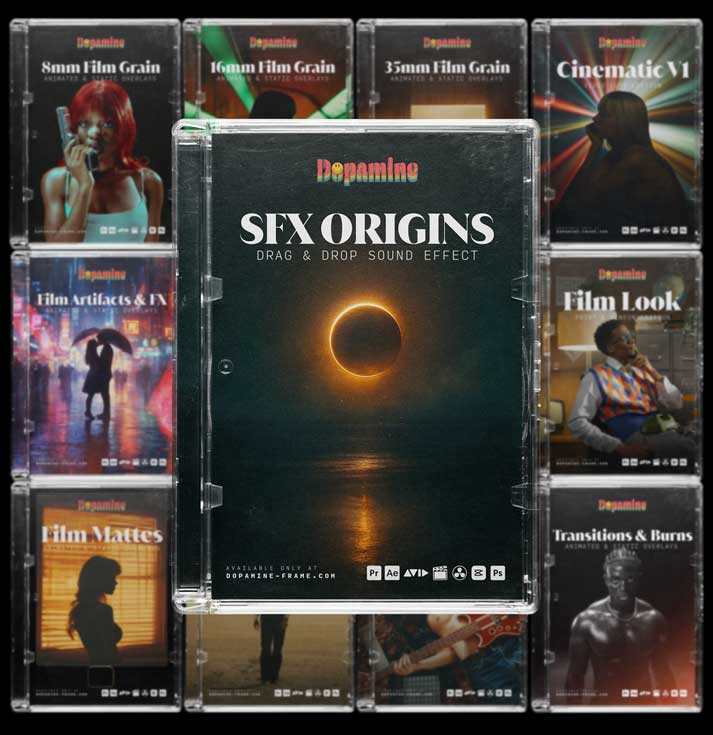 音效：248个短片剪辑小齿轮、过渡、点击、呼啸氛围/转场音效素材 Dopamine Frame – SFX Origins（14768）