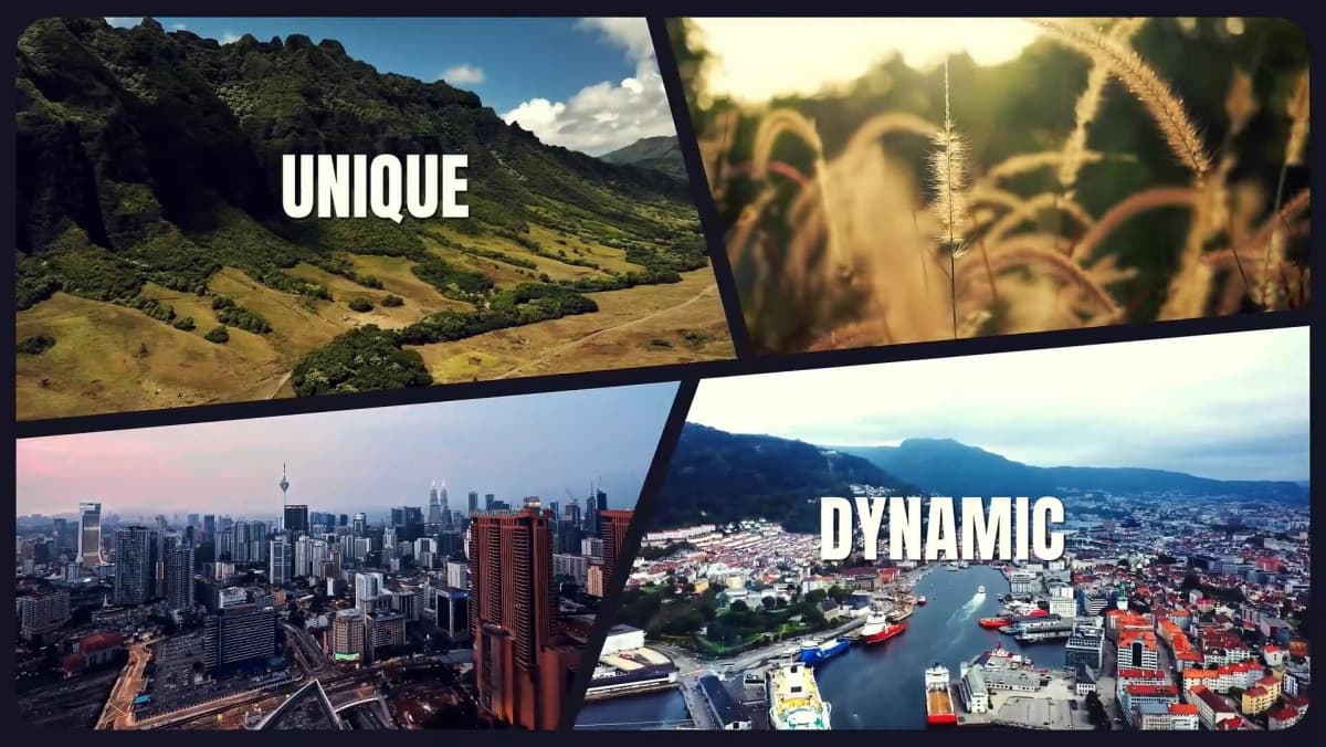 AE模板：多画面布局分屏宫格效果的旅游博主vlog视频模板户外夏令营春游公司团建度假游玩记录视频旅行社旅游公司宣传片（14779）