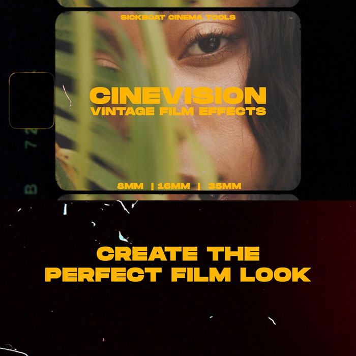 复古美学柯达8MM、16MM、35MM胶片颗粒边框伪影烧痕漏光打孔8K视频叠加转场过渡素材 Sickboat – CINEVISION VINTAGE FILM EFFECTS（14830）