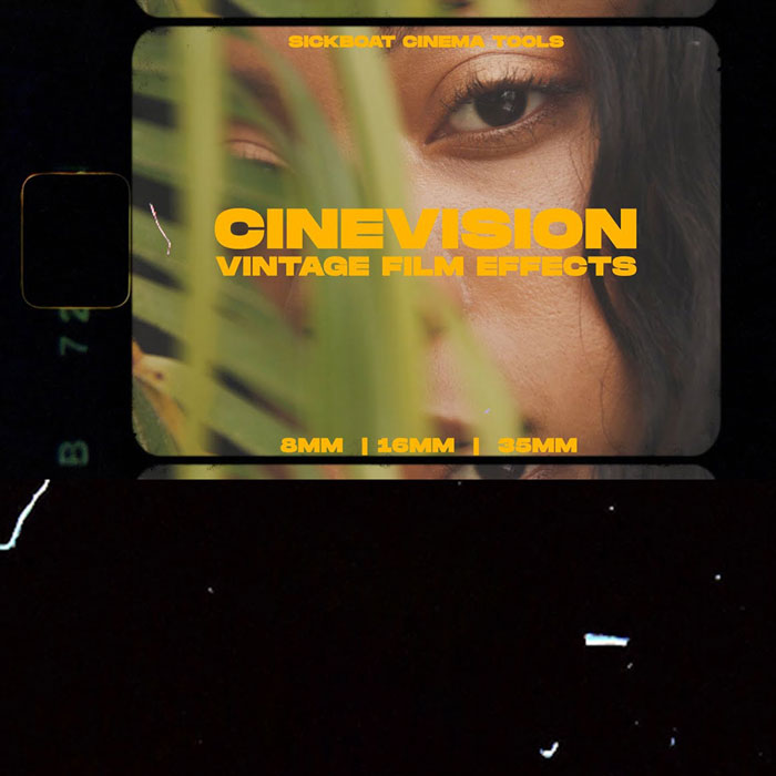 复古美学柯达8MM、16MM、35MM胶片颗粒边框伪影烧痕漏光打孔8K视频叠加转场过渡素材 Sickboat – CINEVISION VINTAGE FILM EFFECTS（14830）