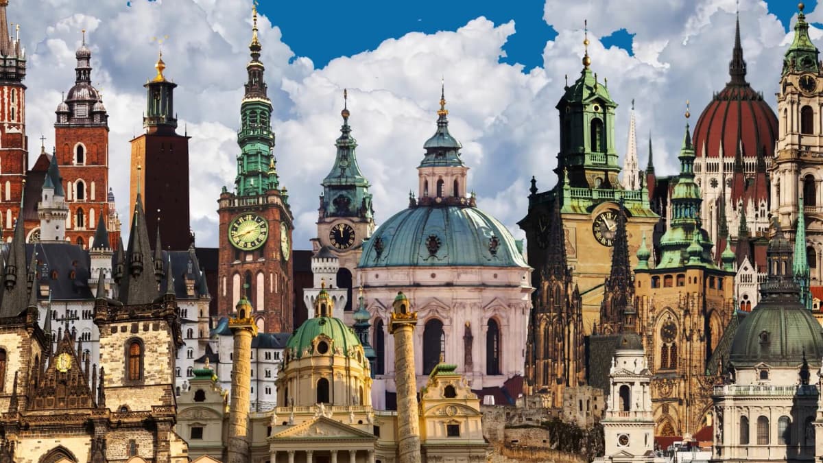 AE模板：复古美学拼贴艺术剪切城市地标建筑景点转场过渡（14836）