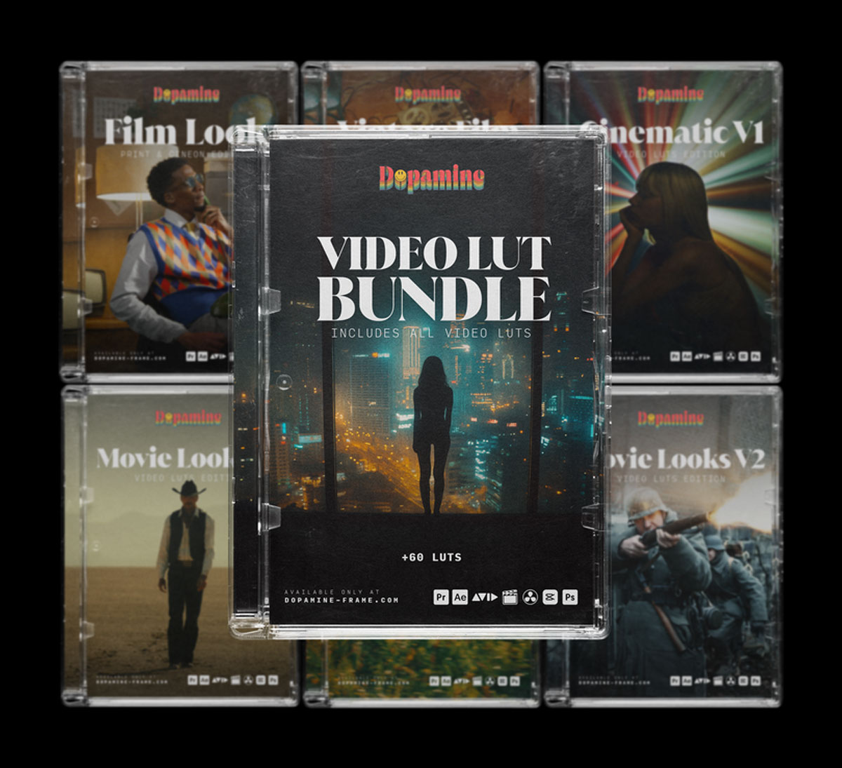 64个终极多风格电影、胶片色彩分级LUT调色预设+达芬奇光晕调色节点套装 Dopamine Frame – The Complete LUT Bundle（14843）