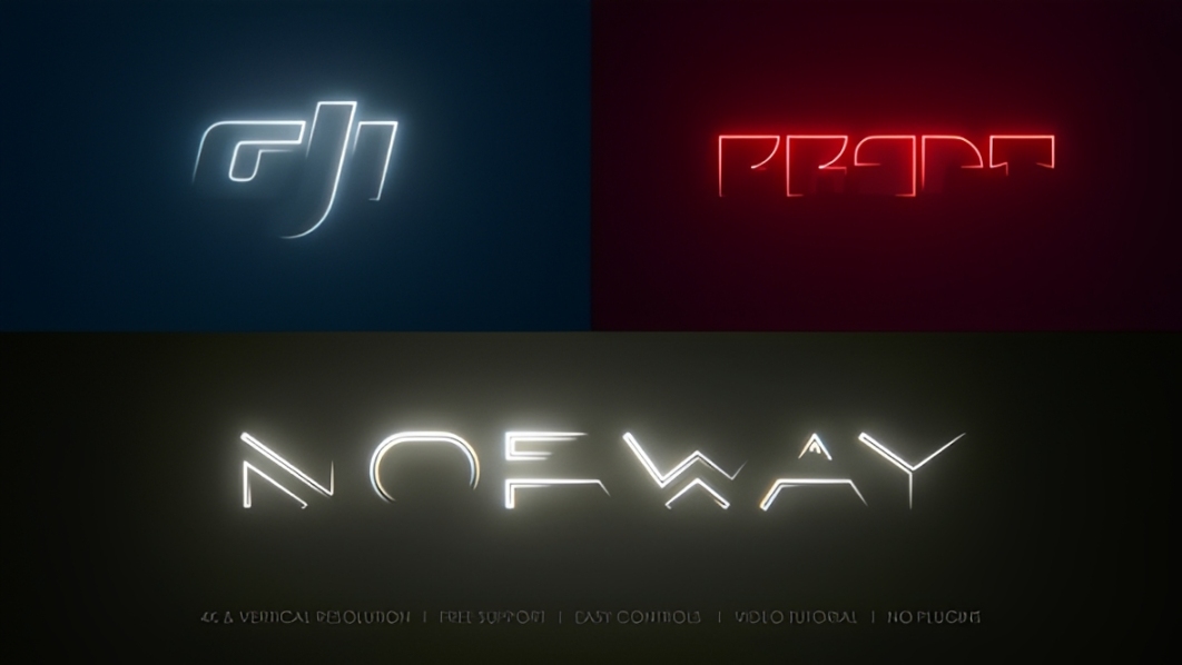 AE模板：全新科技频道霓虹渐变灯光描边效果LOGO动画开场片头 支持横竖屏（14846）