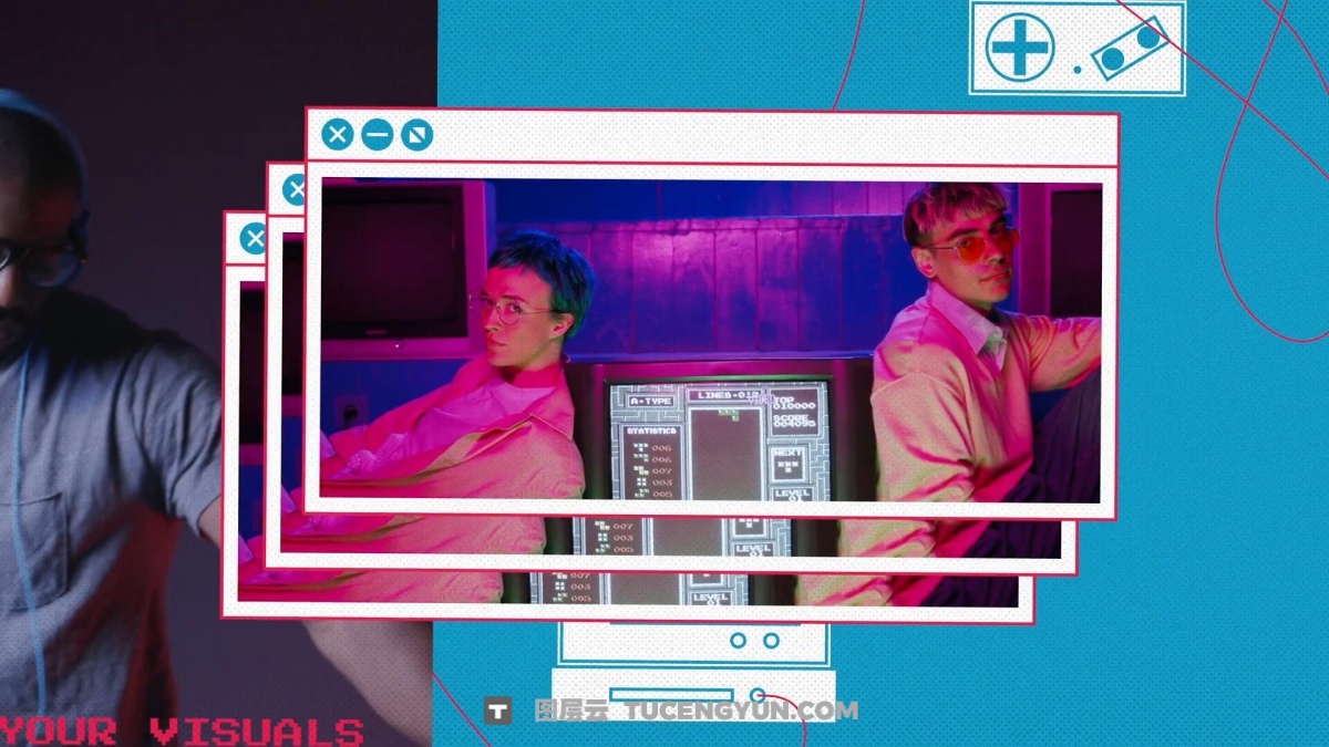 MotionVFX — mChannel 8-Bit 72个复古趣味8-Bit像素游戏风格图形元素文字标题、排版、转场、背景栏目包装视觉动画FCPX插件 （14863）图层云