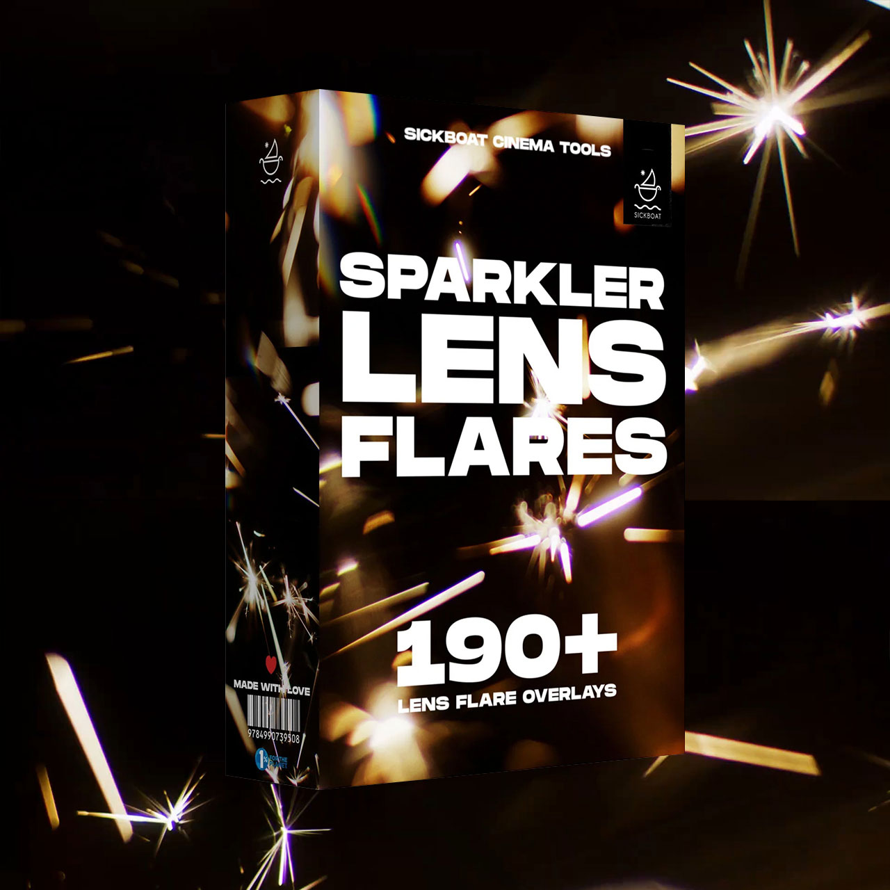 梦幻烟花镜头光晕金色光芒闪耀波光闪烁温暖氛围镜头光晕4K视频素材+JPG叠加素材 Sickboat – SPARKLER LENS FLARES (4K)（14865）图层云