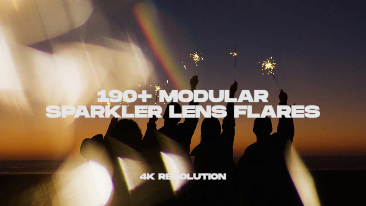 梦幻烟花镜头光晕金色光芒闪耀波光闪烁温暖氛围镜头光晕4K视频素材+JPG叠加素材 Sickboat – SPARKLER LENS FLARES (4K)（14865）图层云