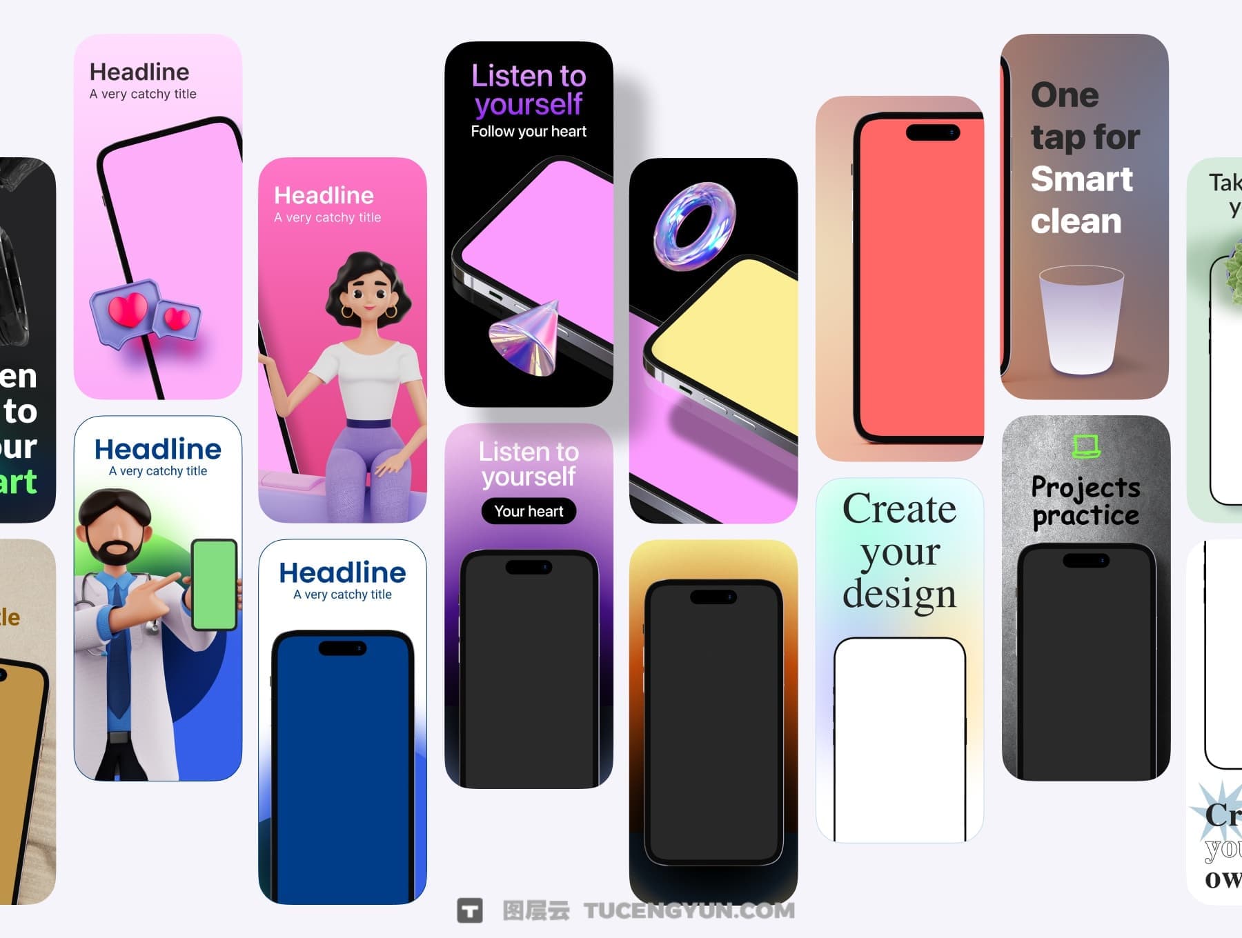 高质量AppStore苹果应用商店上架截图Figma模板 Screenshot Templates for app store（14878）图层云