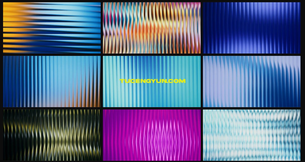 61个复古全息渐变艺术酸性梯度玻璃棱形透明扭曲封面背景视频素材包（14878）图层云