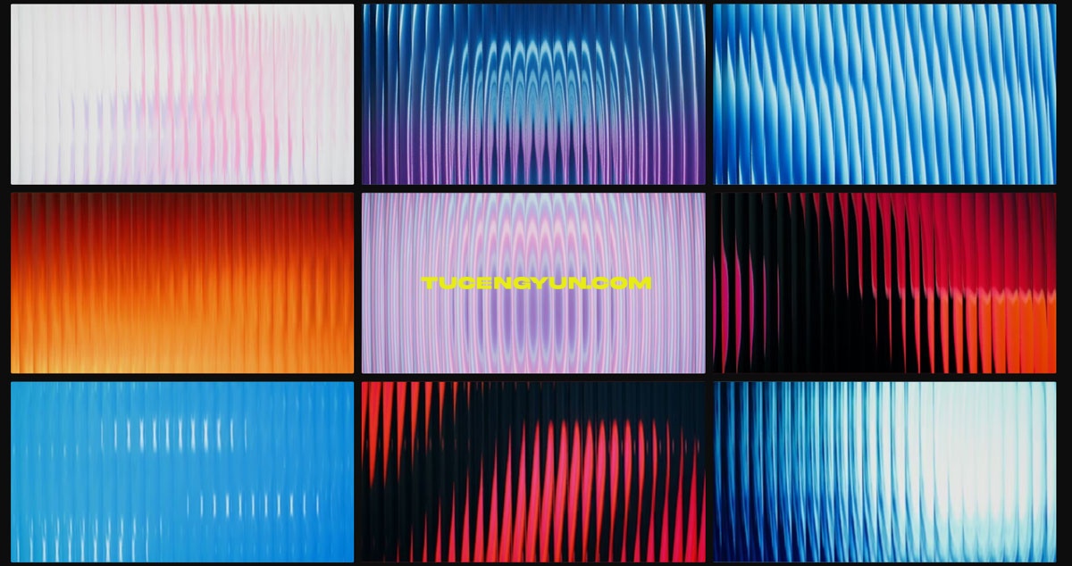 61个复古全息渐变艺术酸性梯度玻璃棱形透明扭曲封面背景视频素材包（14878）图层云