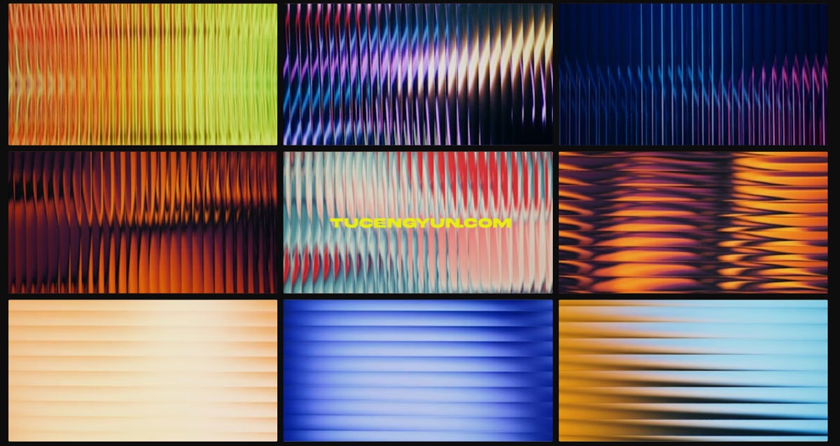 61个复古全息渐变艺术酸性梯度玻璃棱形透明扭曲封面背景视频素材包（14878）图层云