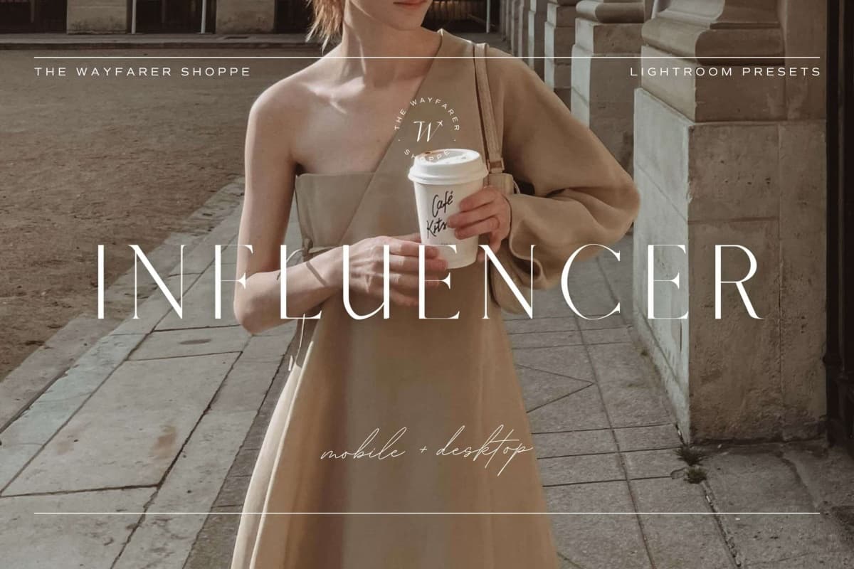 奢华精致老钱风时尚网红服装品牌、下午茶人像场景摄影Lightroom调色预设 The Wanderful Wayfarer – 5 Influencer Lightroom Presets Mobile + Desktop（14889）