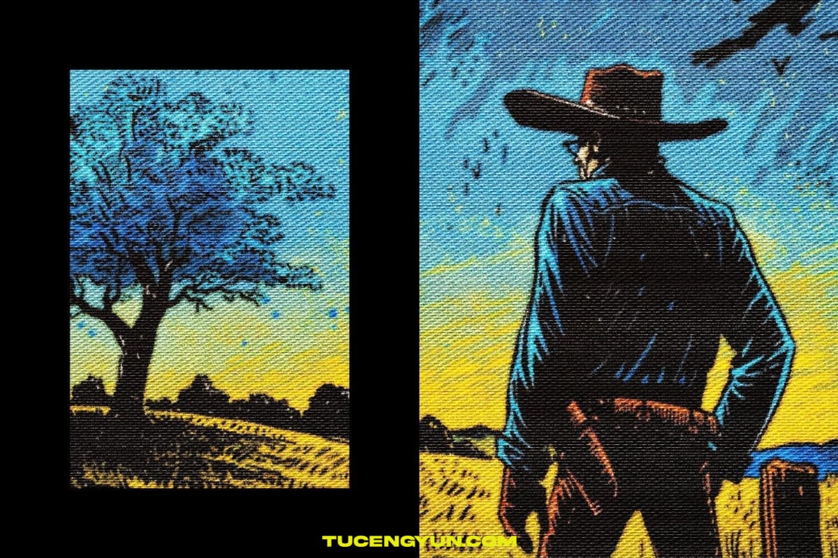 西部艺术粗糙质感织布针织纺织缝布网格刺绣布料肌理印刷叠加封面海报PSD特效样机 Stitch Fabric Photo Effect（14897）图层云