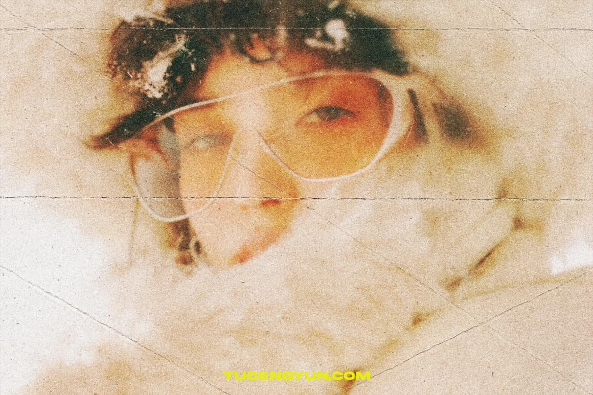 梦幻模糊老式划痕折痕破损做旧颗粒半调纸张印刷叠加PSD特效样机 Blurred Folded Paper Photo Effect（14897）图层云