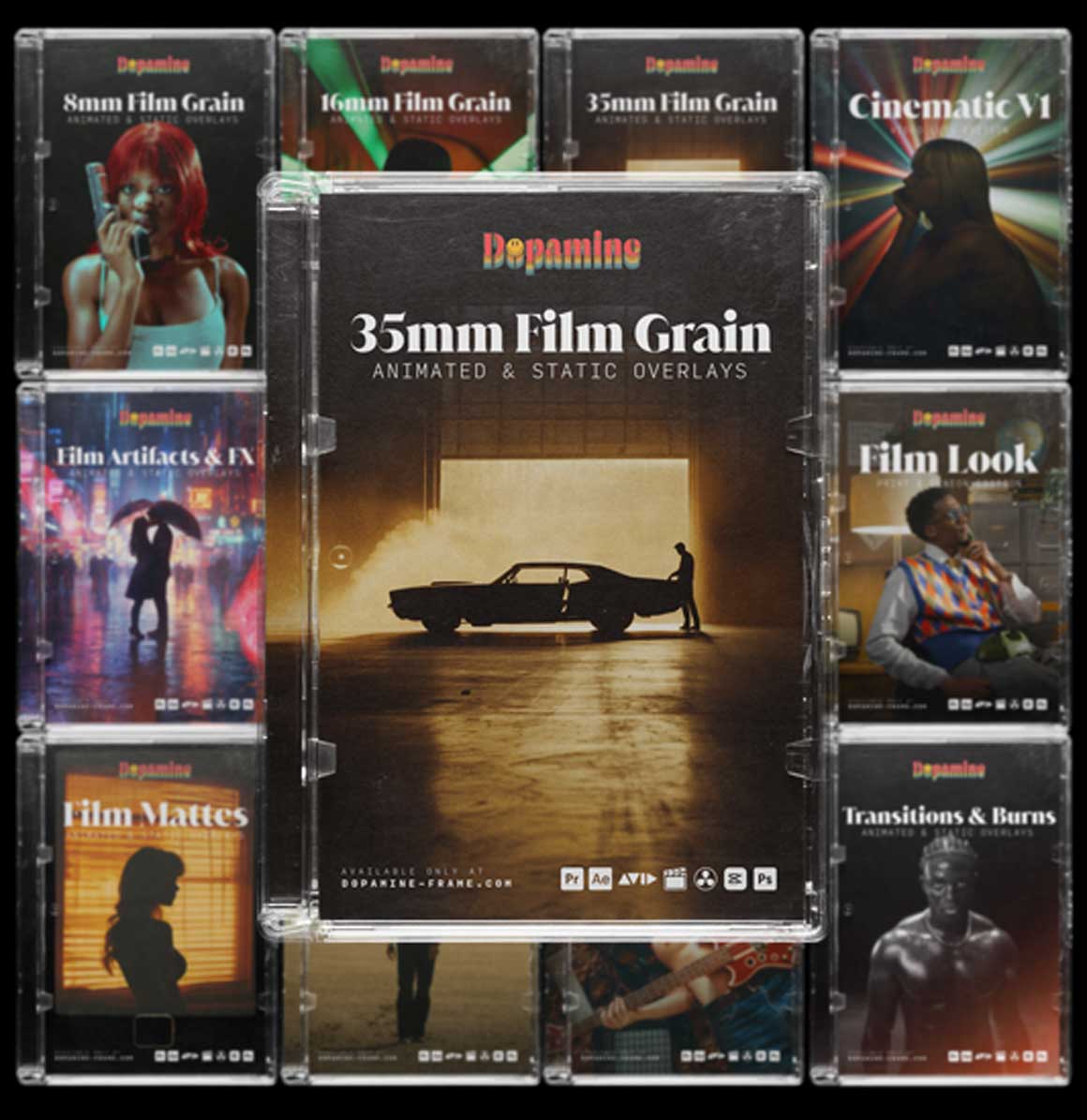 真实超高清35mm胶片颗粒纹理电影质感叠加4k视频叠加素材 Dopamine Frame – 35mm Film Grain Overlays（14887）