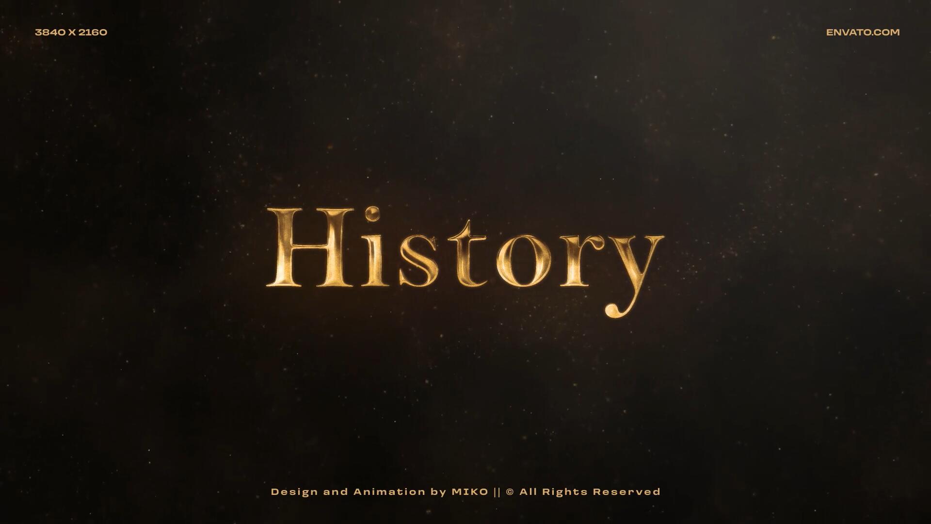 AE模板：大气史诗级沉重战争历史纪录片金色镀铬文字标题电影预告片动画（14928）