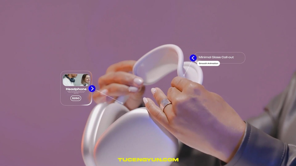 AE模板：10个液态玻璃风格呼出式文字标题数据标注跟踪效果动画（14935）图层云