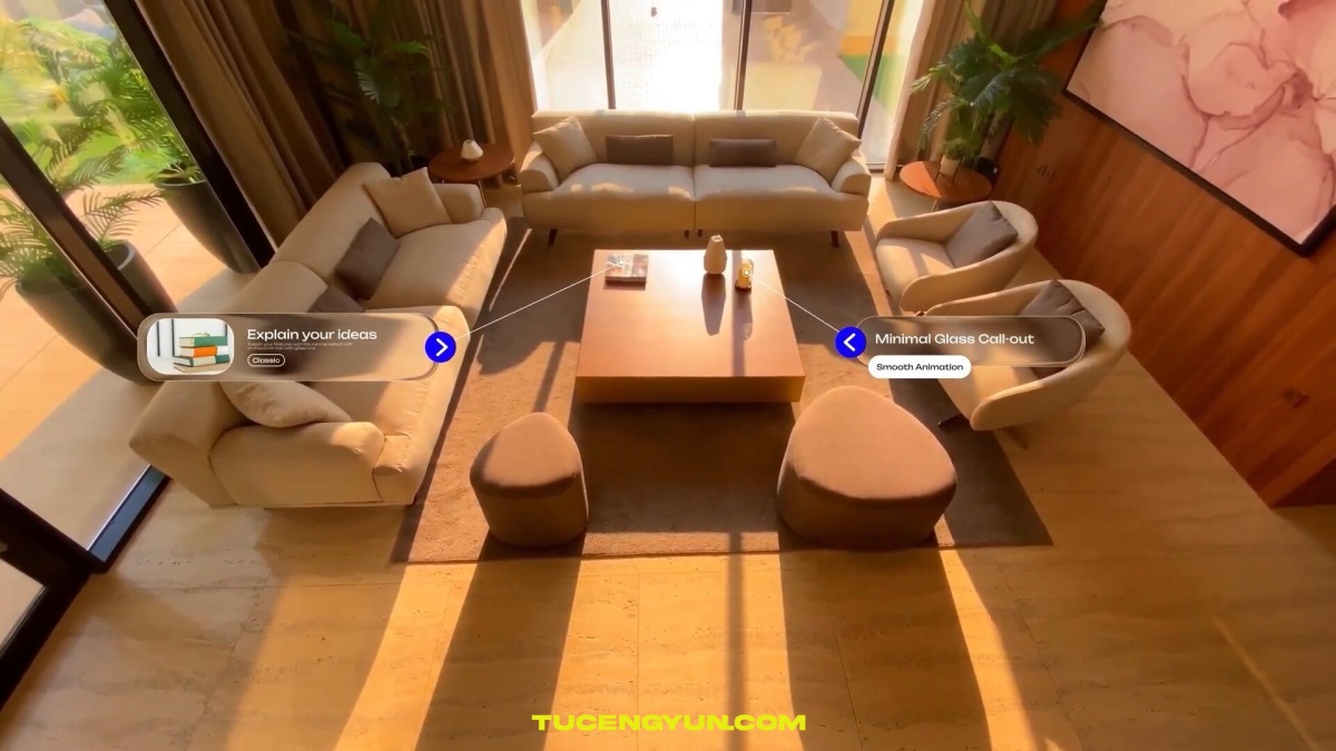 AE模板：10个液态玻璃风格呼出式文字标题数据标注跟踪效果动画（14935）图层云