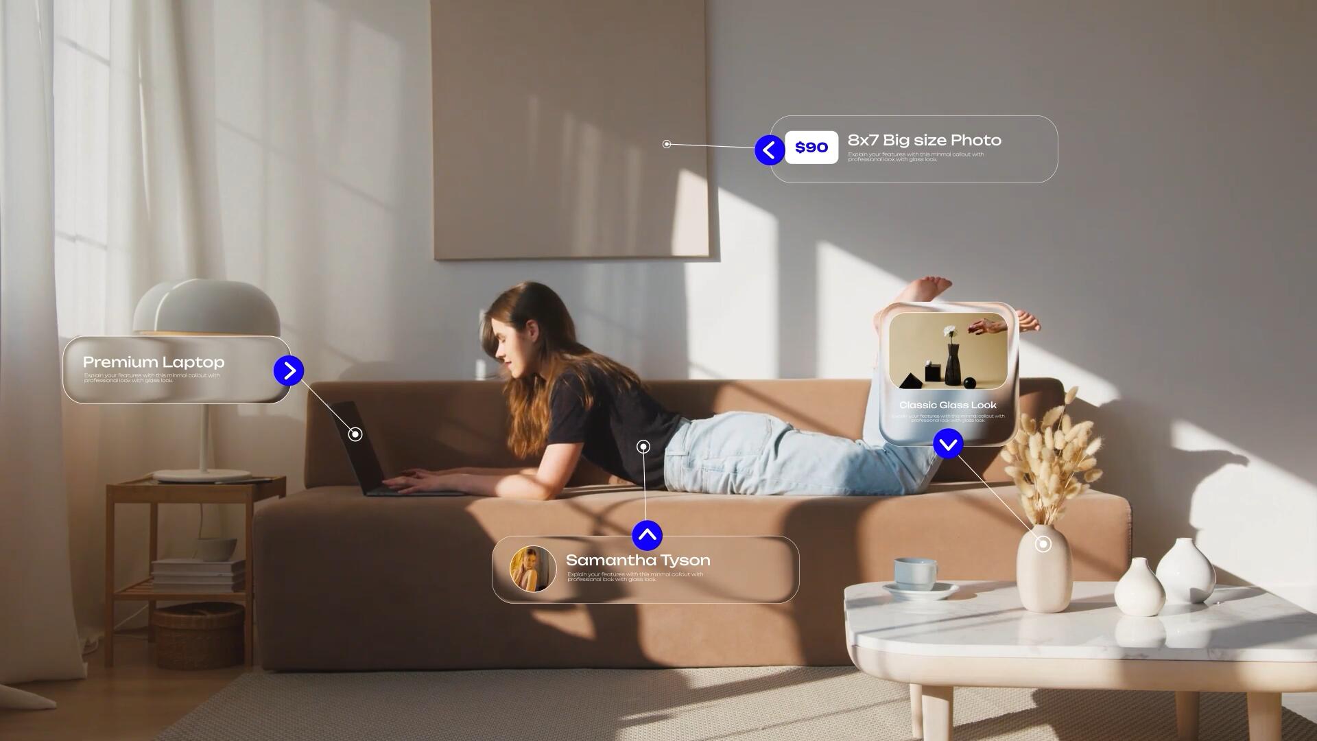 AE模板：10个液态玻璃风格呼出式文字标题数据标注跟踪效果动画（14935）图层云