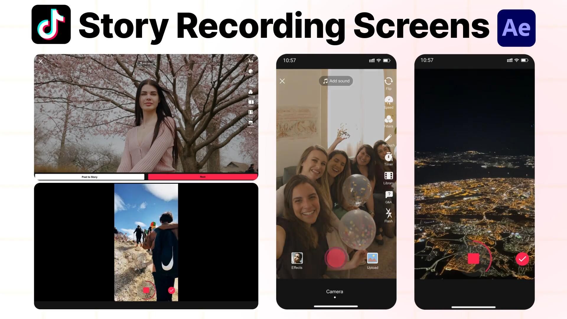 AE模板：创意短视频APP视频录制取景器动画叠加横/竖屏模板（14940）