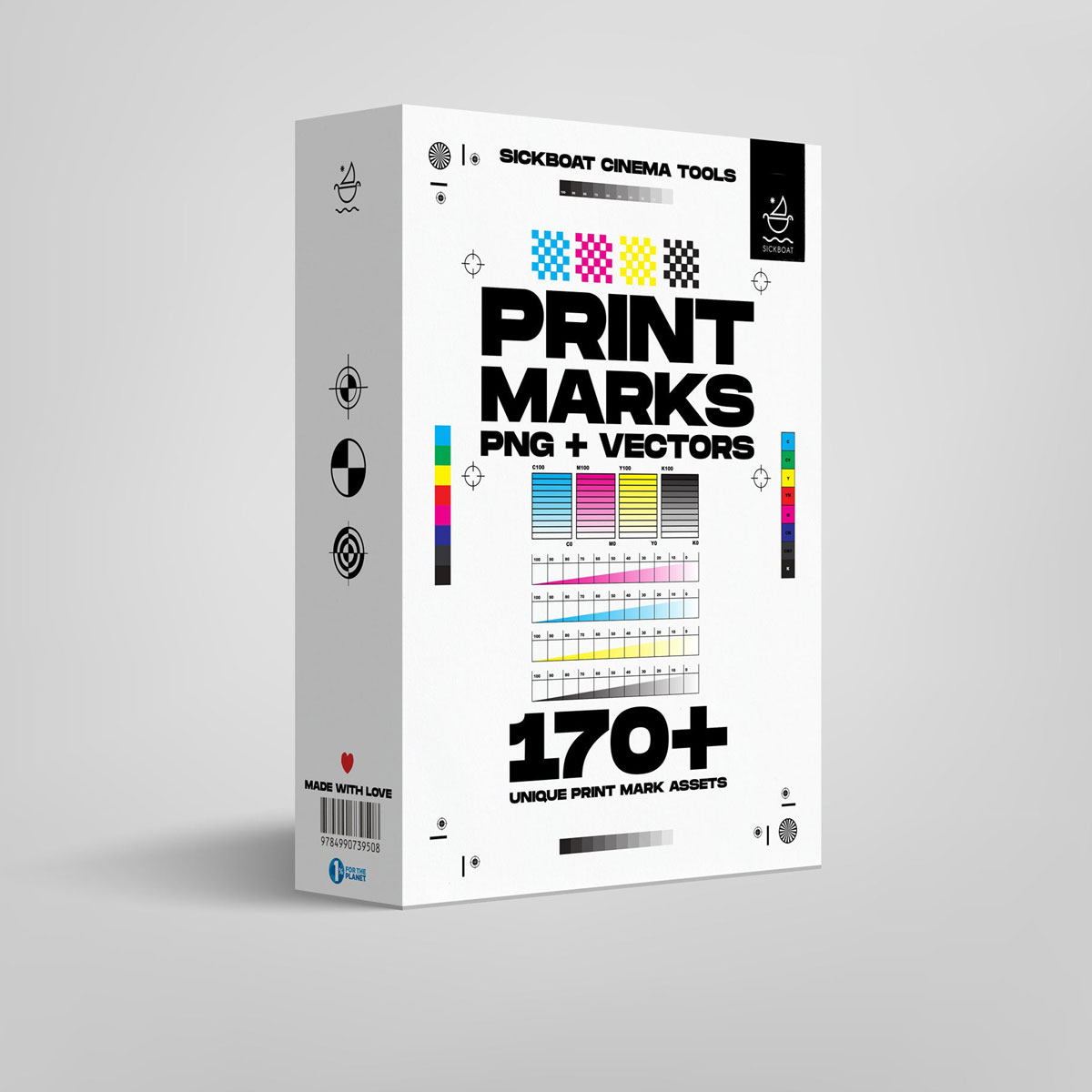 179个独特印刷标记裁剪、裁切、出血、注册、打印彩条、星形元素AI+PNG+SVG素材包 Sickboat – Print Marks: Print Mark PNG + Vectors（14945）