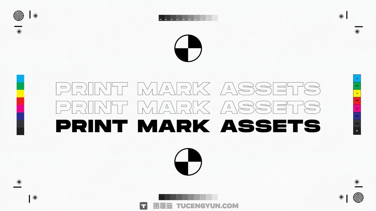 179个独特印刷标记裁剪、裁切、出血、打印彩条、星形元素AI+PNG+SVG素材包 Sickboat – Print Marks: Print Mark PNG + Vectors（14945）图层云