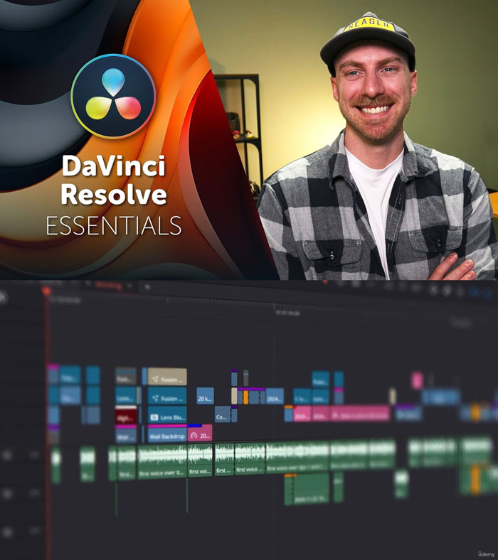 大师课程：达芬奇20基础到入门剪辑、音频、动态图形、调色视频课程 DaVinci Resolve Essentials – Beginner Video Editing Course（14947）