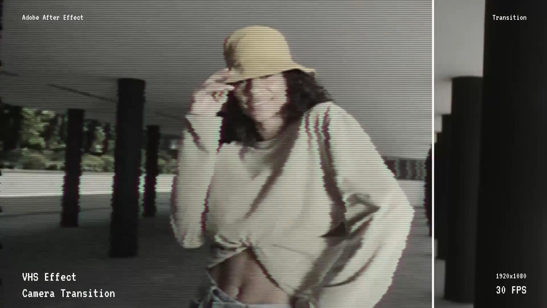 AE模板：90年代氛围经典VHS录像机扫描线、色彩变形摄像机运动无缝转场过渡（14954）