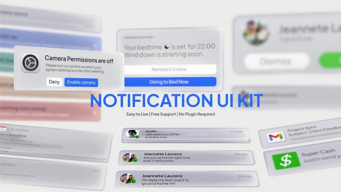 AE模板：苹果液态玻璃风格UI通知动画模板（14957）