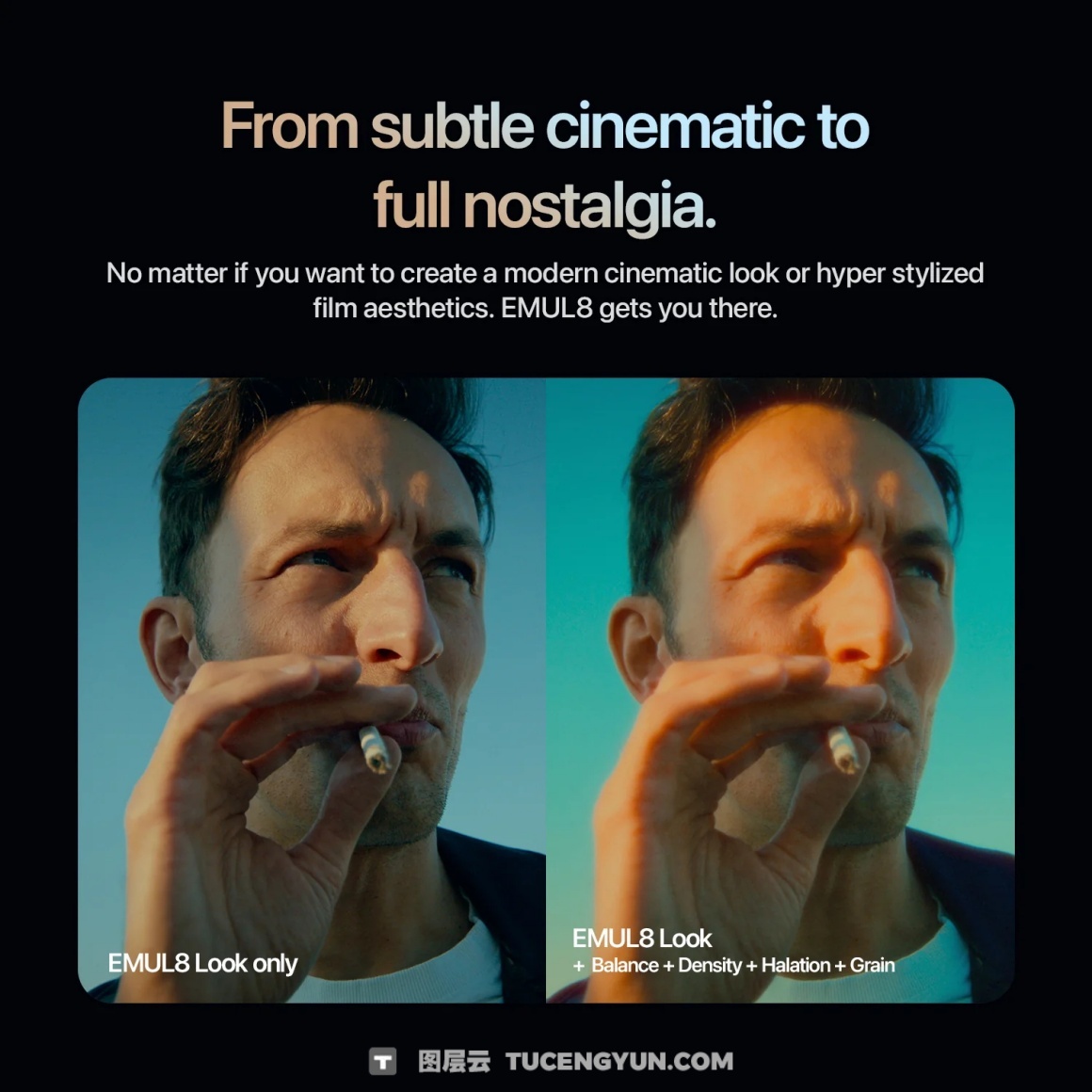 FCPX插件：EMUL8 复古电影美学胶片模拟调色插件+中文字幕视频教程 EMUL8 – Film Emulation for Final Cut Pro（14963）图层云