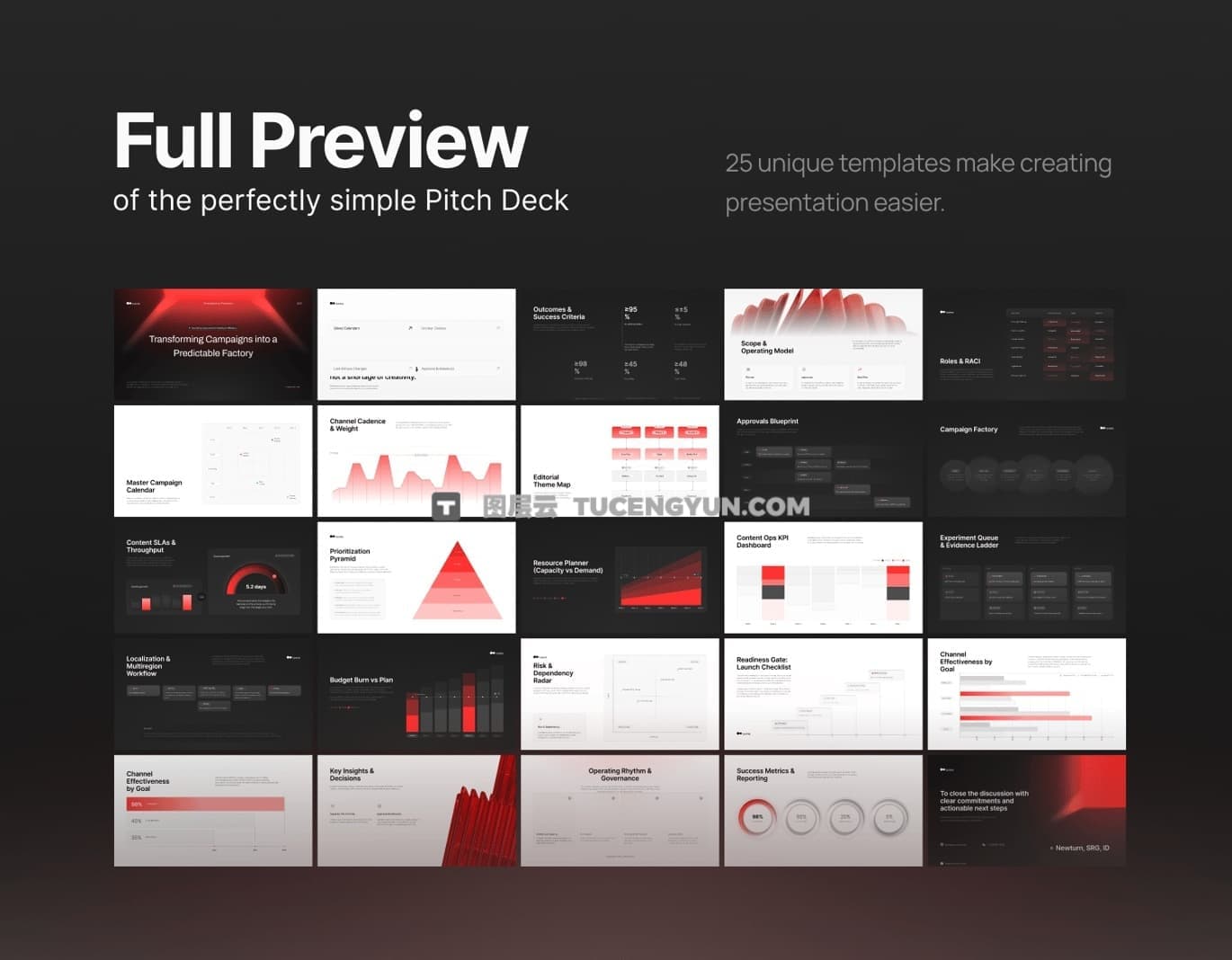 PPT模板：25页公司项目图表数据分析融资提案财务年报报表幻灯片设计PPT模板 Marketing Campaign Pitch Deck – Looma（14964）图层云