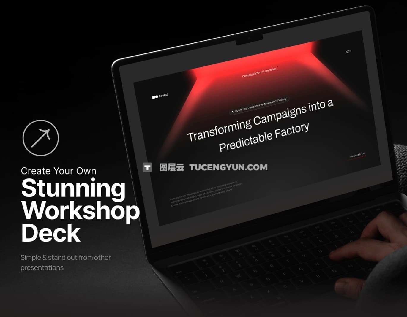 PPT模板：25页公司项目图表数据分析融资提案财务年报报表幻灯片设计PPT模板 Marketing Campaign Pitch Deck – Looma（14964）图层云