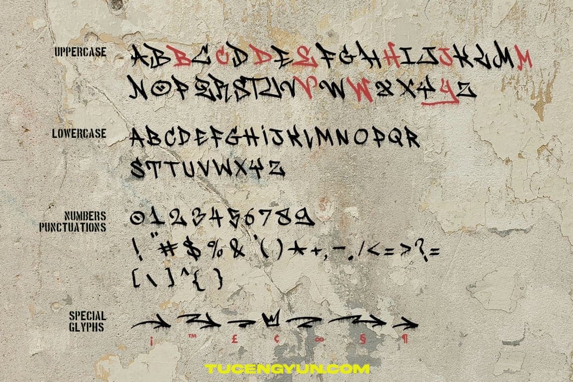 英文字体：大胆街头涂鸦拼贴艺术飞溅油漆滴落效果海报封面设计字体（14972）图层云