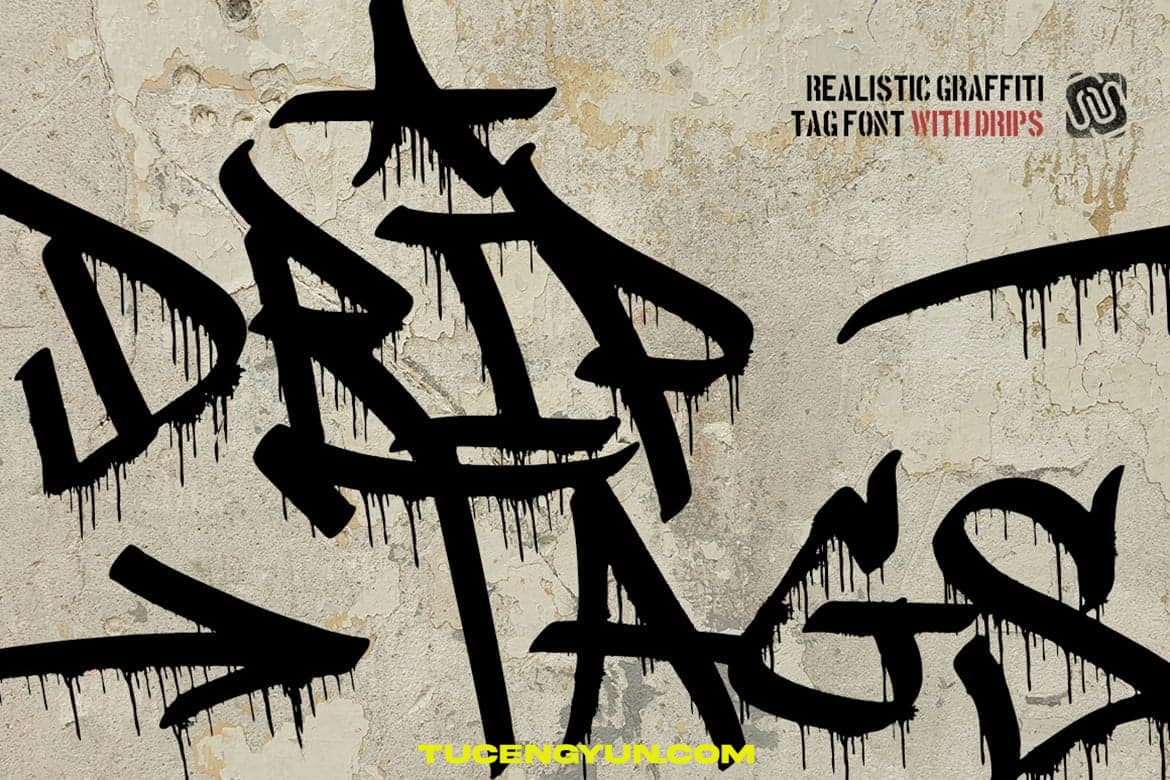 英文字体：大胆街头涂鸦拼贴艺术飞溅油漆滴落效果海报封面设计字体（14972）图层云