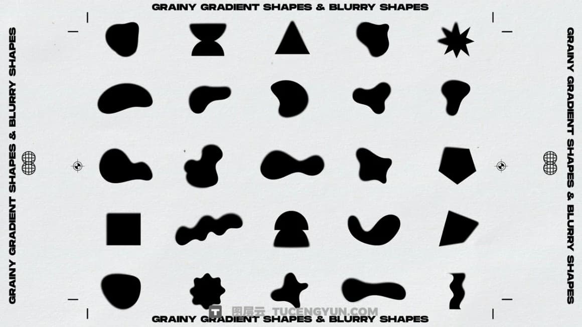 200多种复古弥散光渐变模糊噪点颗粒海报背景底纹海报封面设计PNG背景+形状素材 Sickboat – GRAINY GRADIENT SHAPES + BLURRY SHAPES（14986）图层云