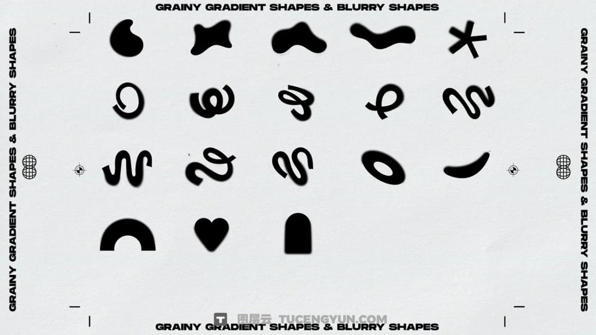 200多种复古弥散光渐变模糊噪点颗粒海报背景底纹海报封面设计PNG背景+形状素材 Sickboat – GRAINY GRADIENT SHAPES + BLURRY SHAPES（14986）图层云